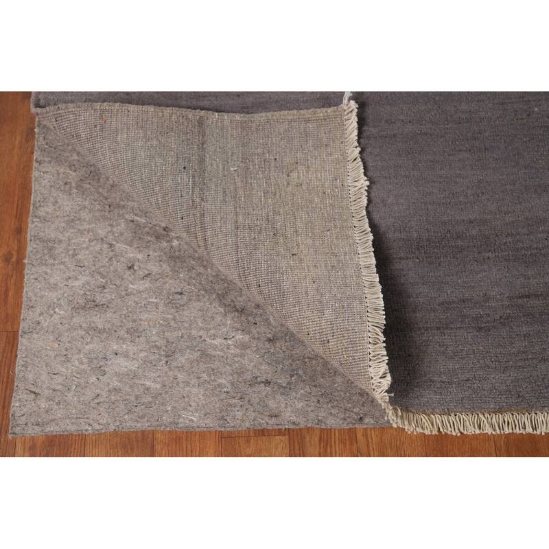 Gray Modern Gabbeh Oriental Area Rug Handmade Solid Wool Carpet - 8'5" x 9'11"