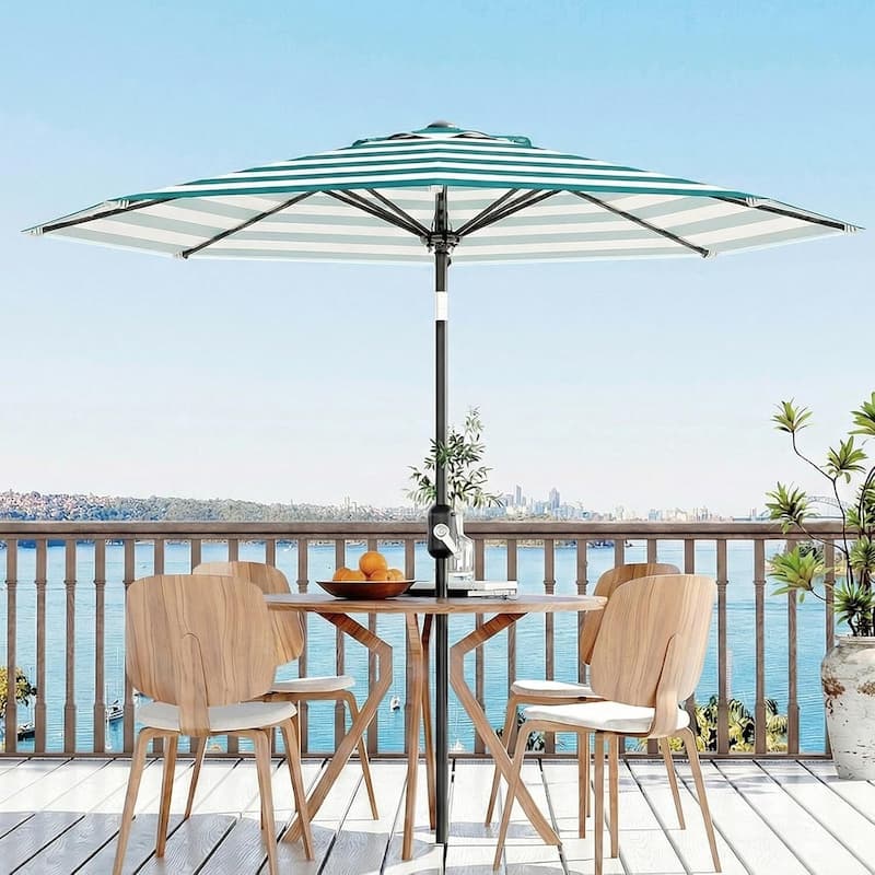 Outdoor 10FT Stripe Outdoor Patio Umbrella, UV Protection Waterproof for Pool Deck Yard - Green
