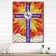 preview thumbnail 8 of 9, Designart 'Holy Cross Stained Glass Style' Oversized Rustic Wall CLock