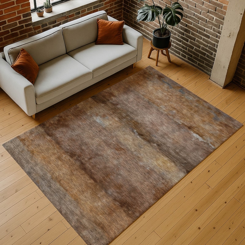 Machine Washable Indoor/ Outdoor Contemporary Ombre Chantille Rug