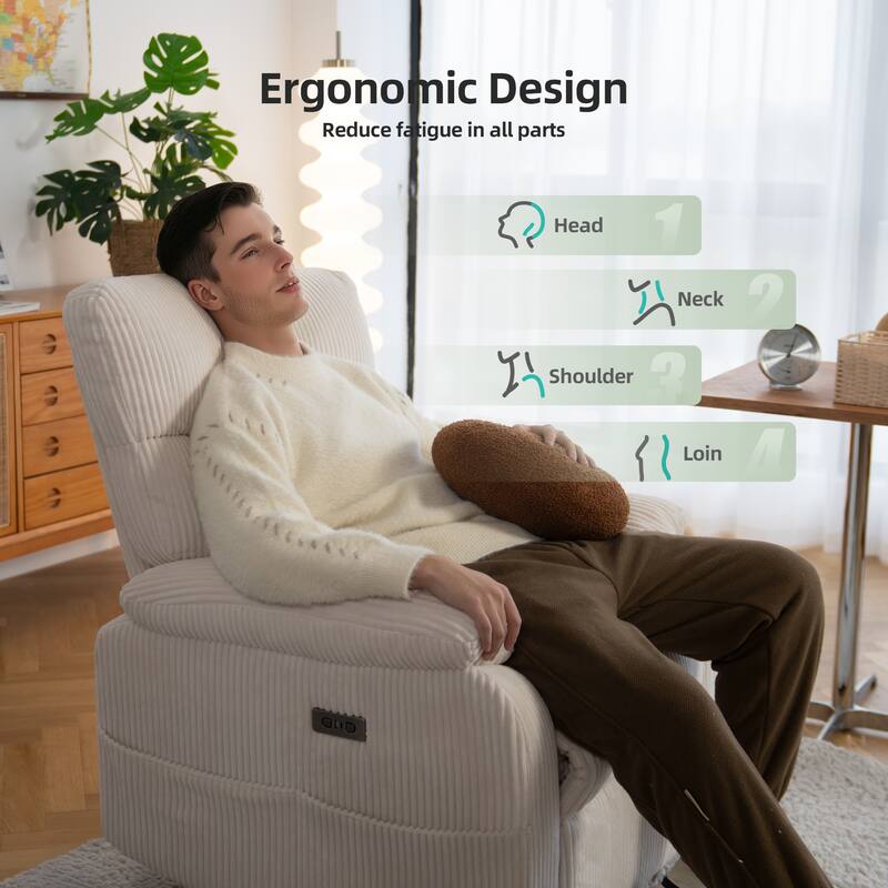 Electric Zero Gravity Recliner Chair - White
