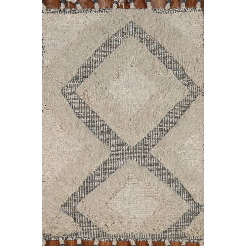 Geometric Moroccan Oriental Foyer Rug Handmade Wool Carpet - 2'0"x 3'0"