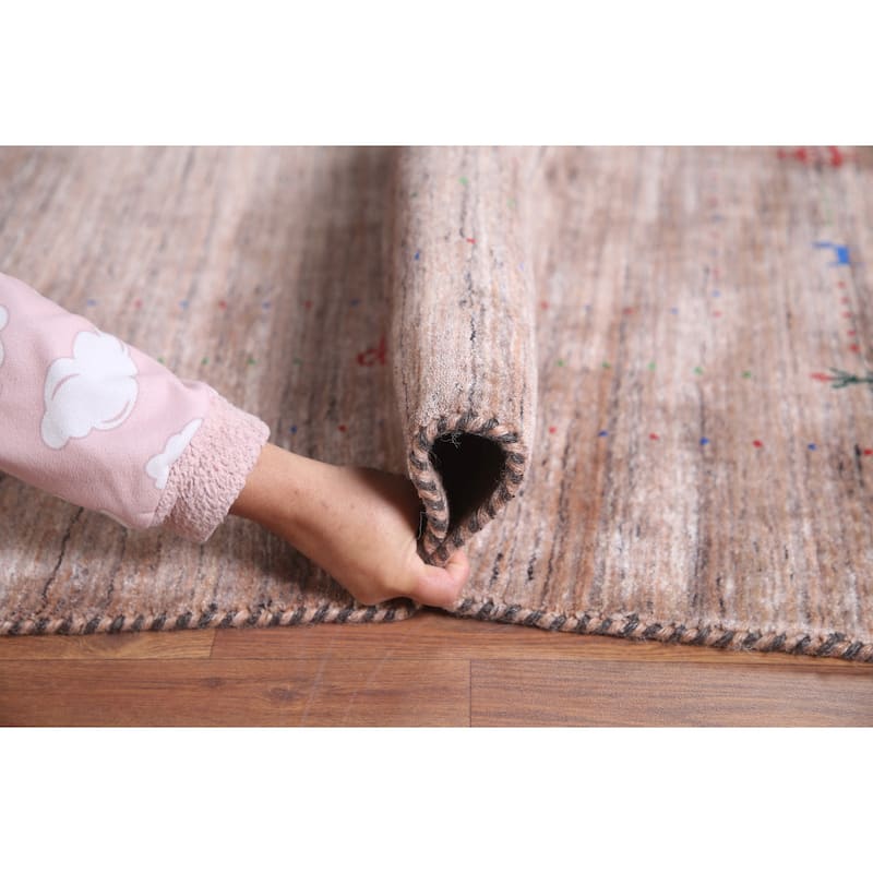 Brown Tribal Gabbeh Oriental Area Rug Hand-knotted Wool Carpet - 8'3" x 10'0"