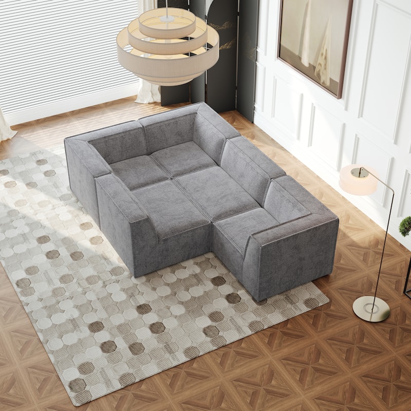 106"x106" Chenille Modular L-Shaped Sectional Sofa (5-Piece)