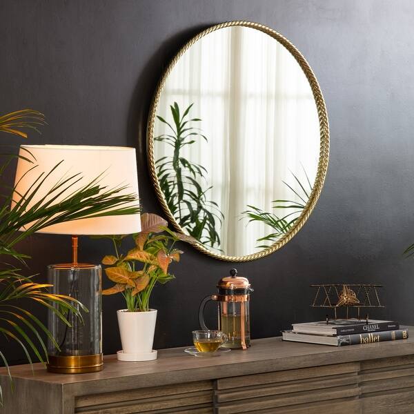 Archie Modern Round Framed Wall Hanging Accent Mirror