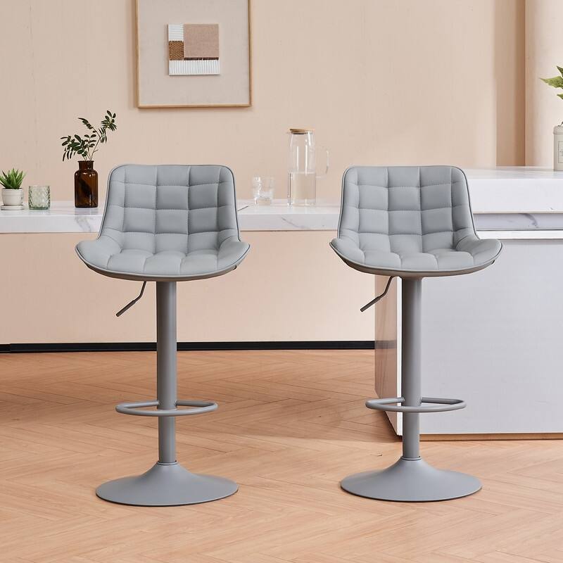 Adjustable Height Bar Stools Set of 2, Faux Leather Barstools for Kitchen Island Counter