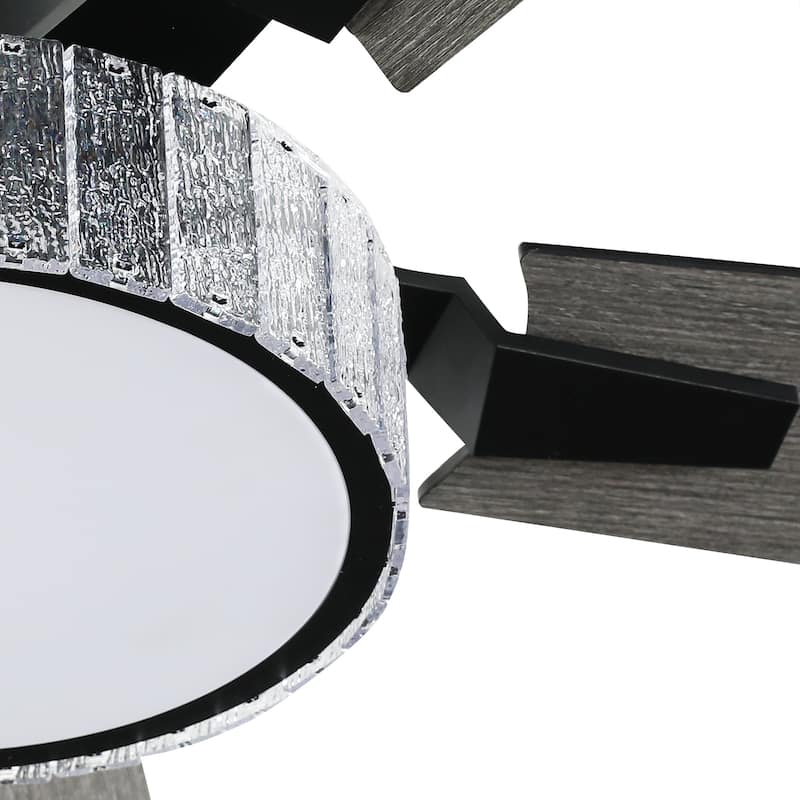 Moasis 52 Inch 5-Blade Crystal Chandelier Ceiling Fans with Lights and Remote Control - 52 Inches