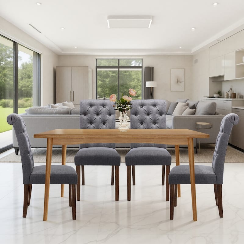RENEWLINE Tufted Parsons Dining Side Chairs ,Upholstered Fabric Dining Chairs Kitchen Chairs with Padded Seat(Set Of 2)