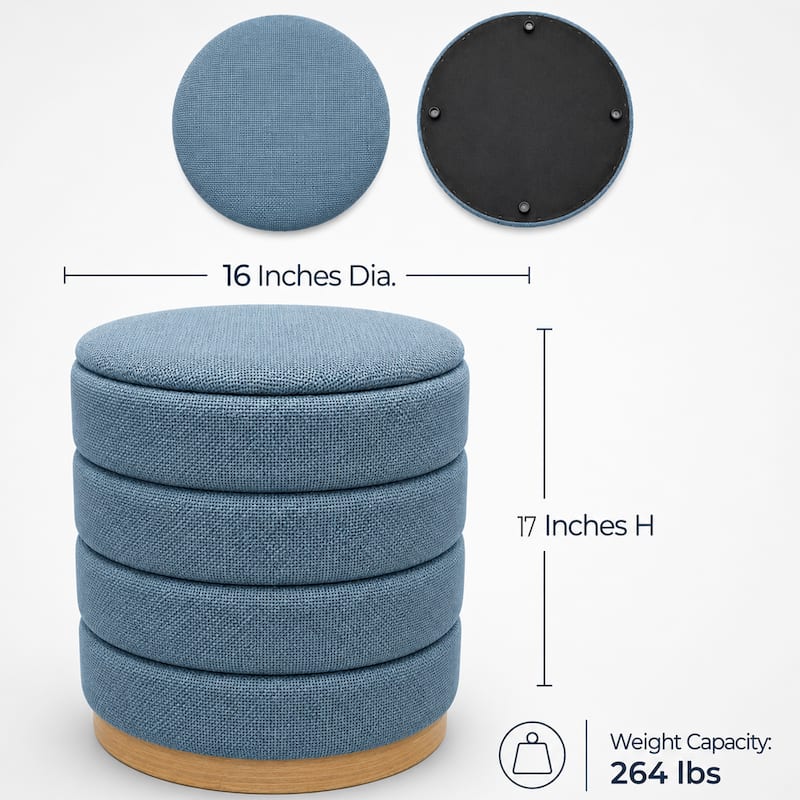 Aria Home Modern Cylinder Ottoman with Hidden Storage Upholstery Seat