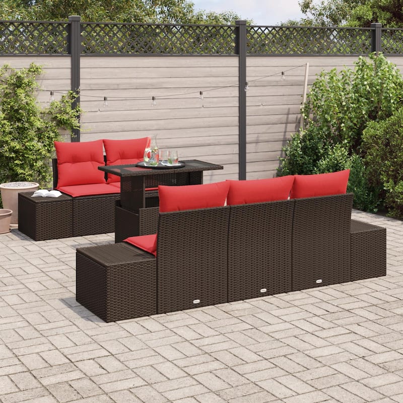 vidaXL 6 Piece Garden Sofa Set with Cushions - 94.1×24.4×27.2