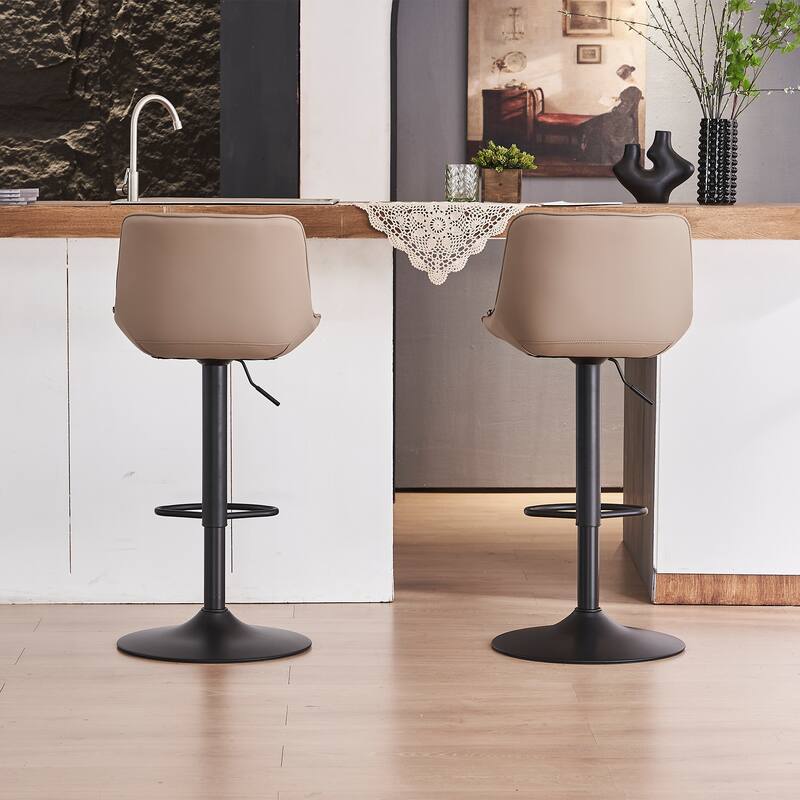 Adjustable Swivel Bar Stools Set of 2 Modern Upholstered Counter Stools