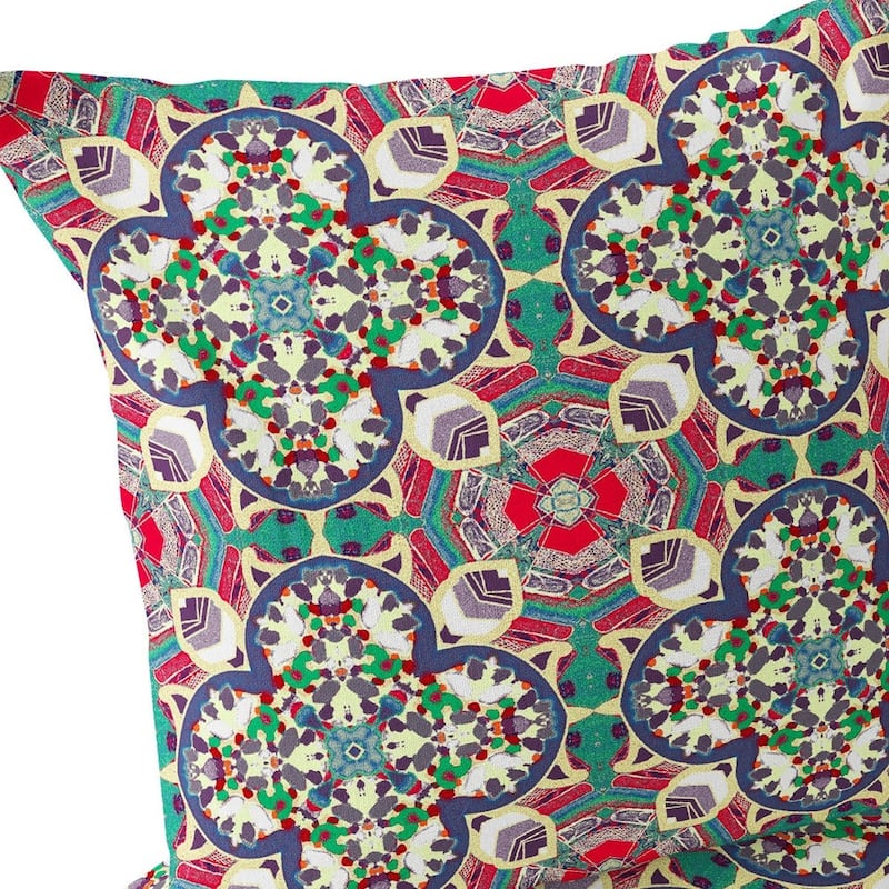 HomeRoots Set of Two 16" X 16" Green and Pink Blown Seam Floral Indoor Outdoor Throw Pillow - 16.00' X '16.00' X '5.00