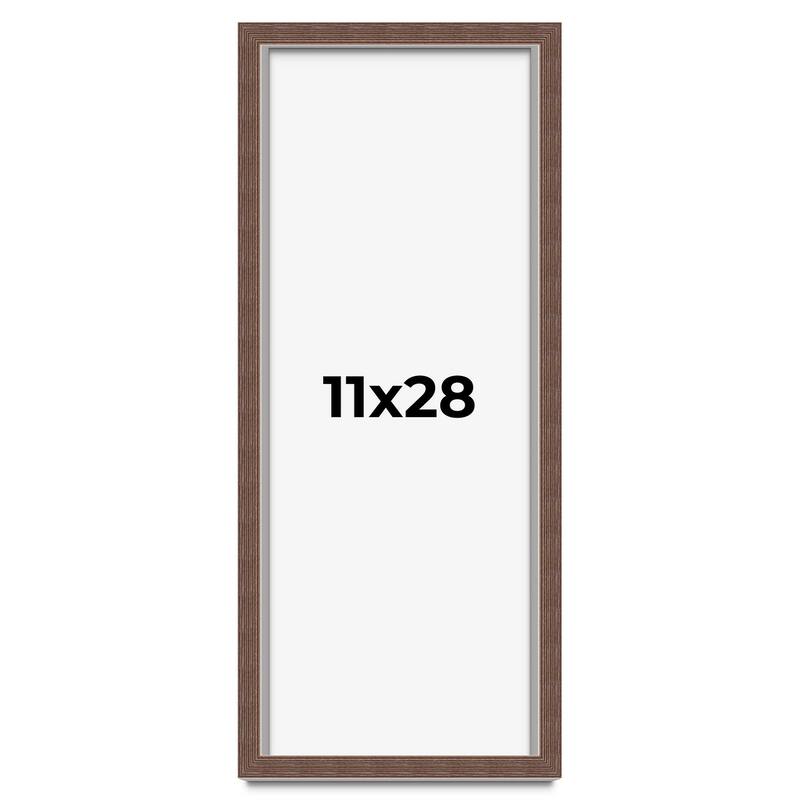 11x28 Shadow Box Frame Brown | 1.125 inches Deep Real Wood Rustic
