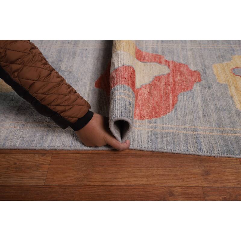 Vegetable Dye Oushak Turkish Large Area Rug Handmade Wool Carpet - 12'5"x 14'9"