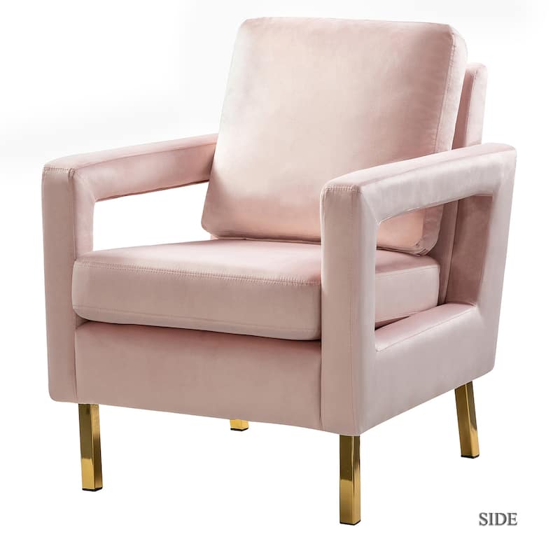 Valentina Comfy Accent Armchair with Golden Metal Legs and Removable Cushions by HULALA HOME