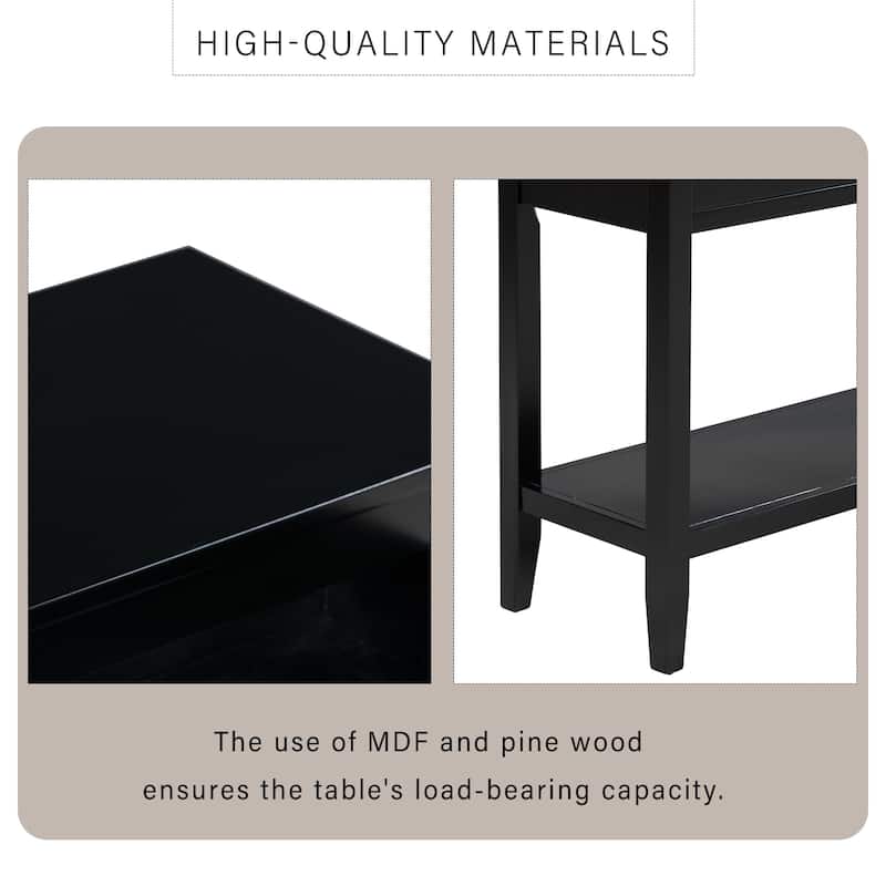 3-Drawer Console Table with 1 Shelf - Black