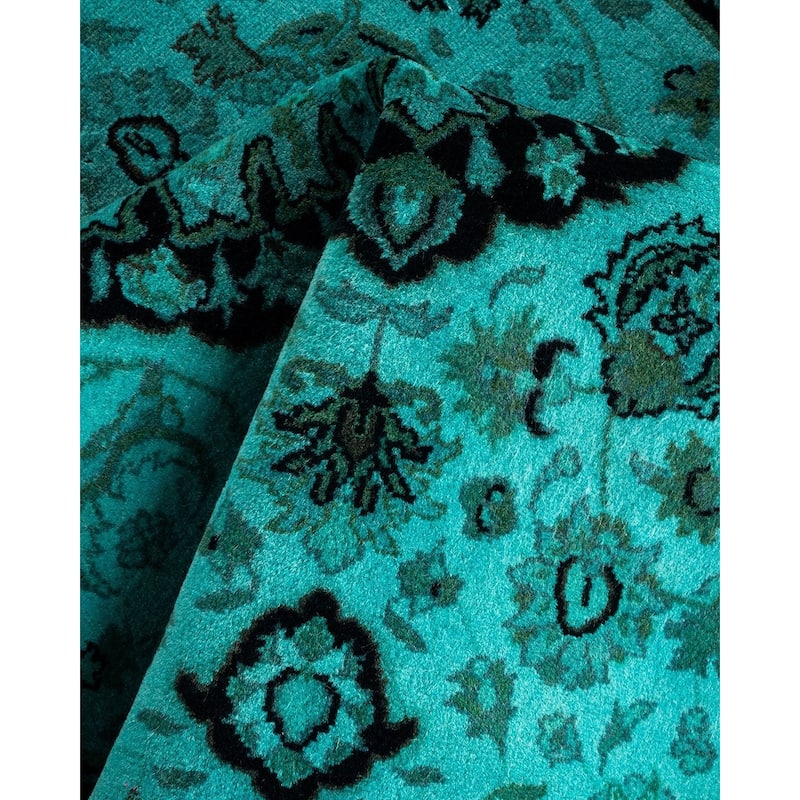 Overton Hand Knotted Wool Vintage Inspired Modern Contemporary Overdyed Blue Area Rug - 3' 1" x 5' 5"