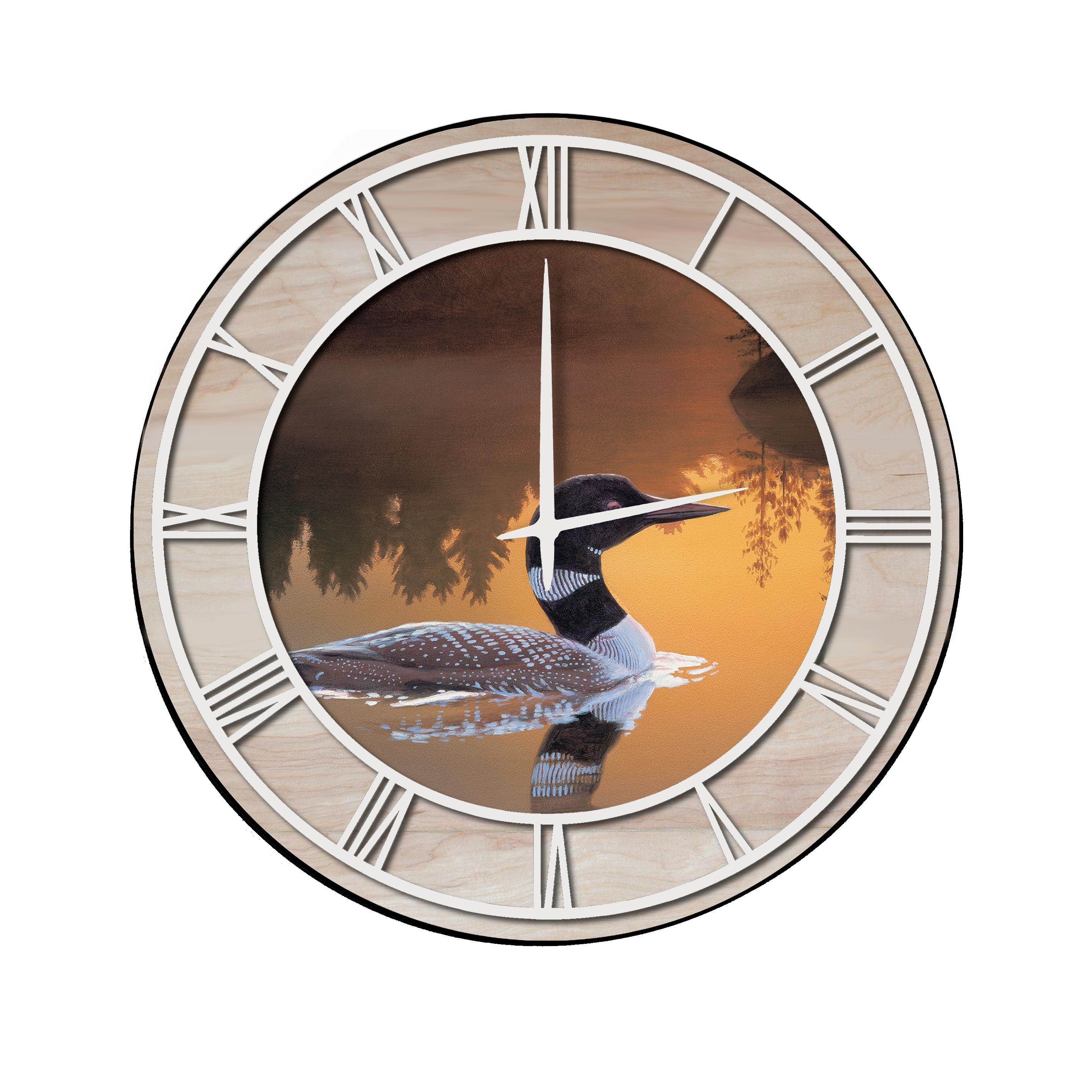 Wall Clock with Natural Woodgrain Accent - Stone Island Loon