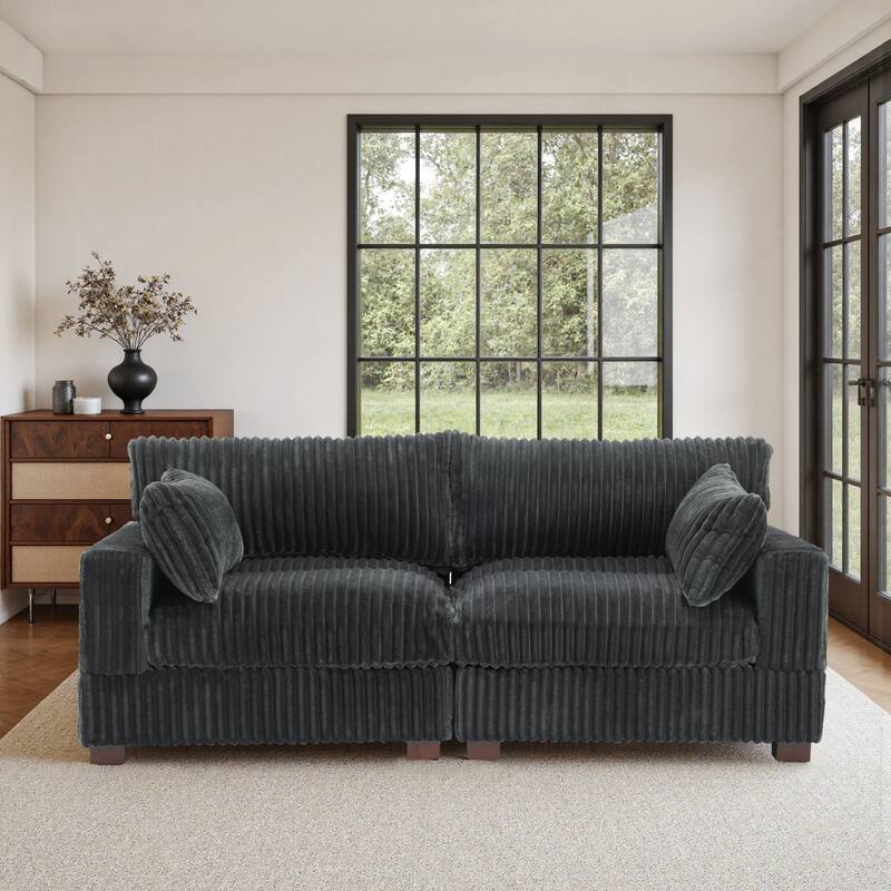 80"W Plush Modular Sectional Sofa with Pillows for Living Room