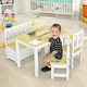 preview thumbnail 9 of 22, Costway 4 PCS Kids Wooden Activity Table & Chairs Set w/Storage Bench - See Details