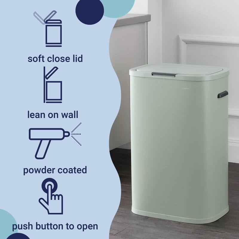happimess Tammi Kitchen 14.5-Gallon Slim Metal Push Button Trash Can