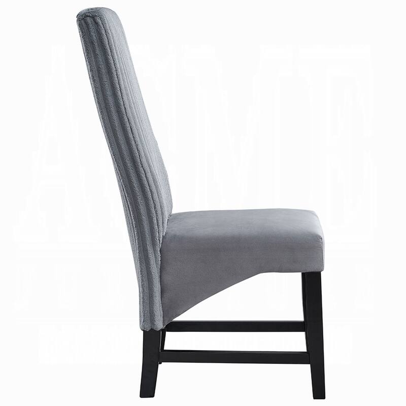Jory Dining Chair Set of 2, Padded Seat n Back, Gray Corduroy, Black