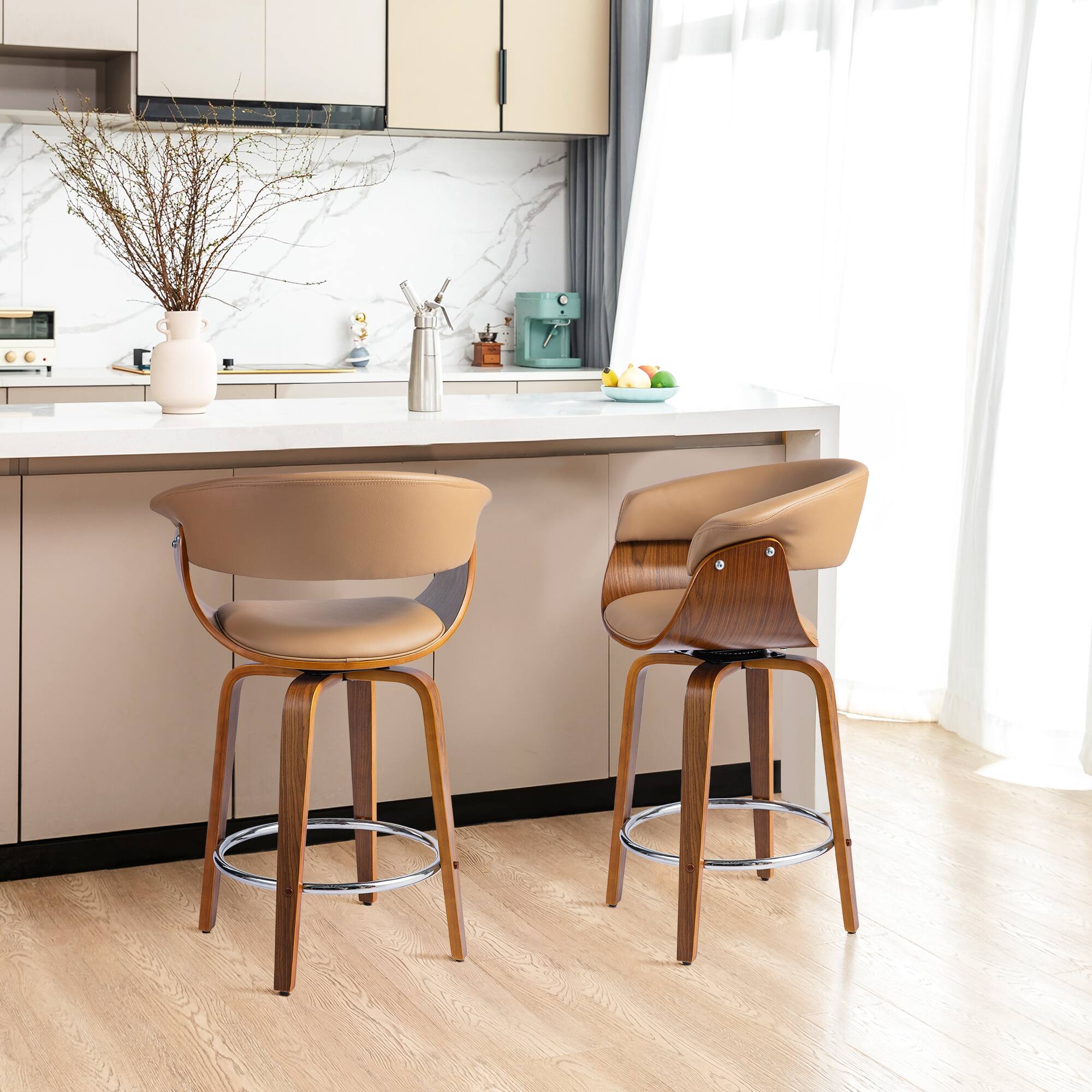 Glitzhome Wooden Swivel Counter & Bar Stools (Set of 2/4)