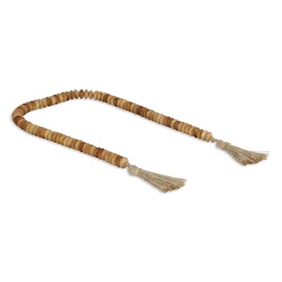Abacus Styled Beads with Tassels Decoration - Brown - 36"
