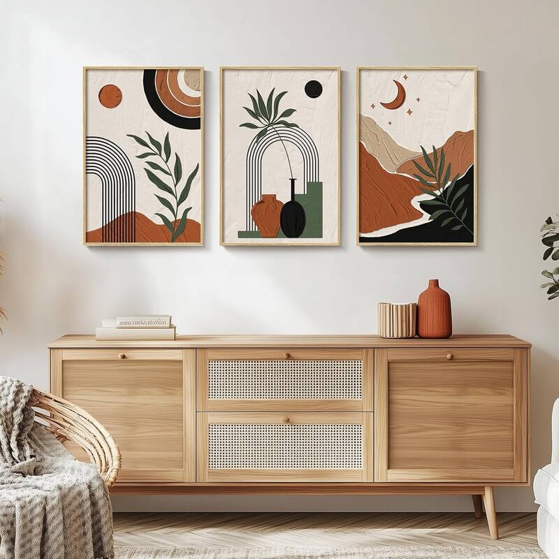 Set of 3 Abstract Geometric Art Prints