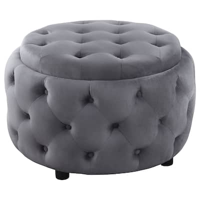 Angelina Round Upholstered Storage Ottoman