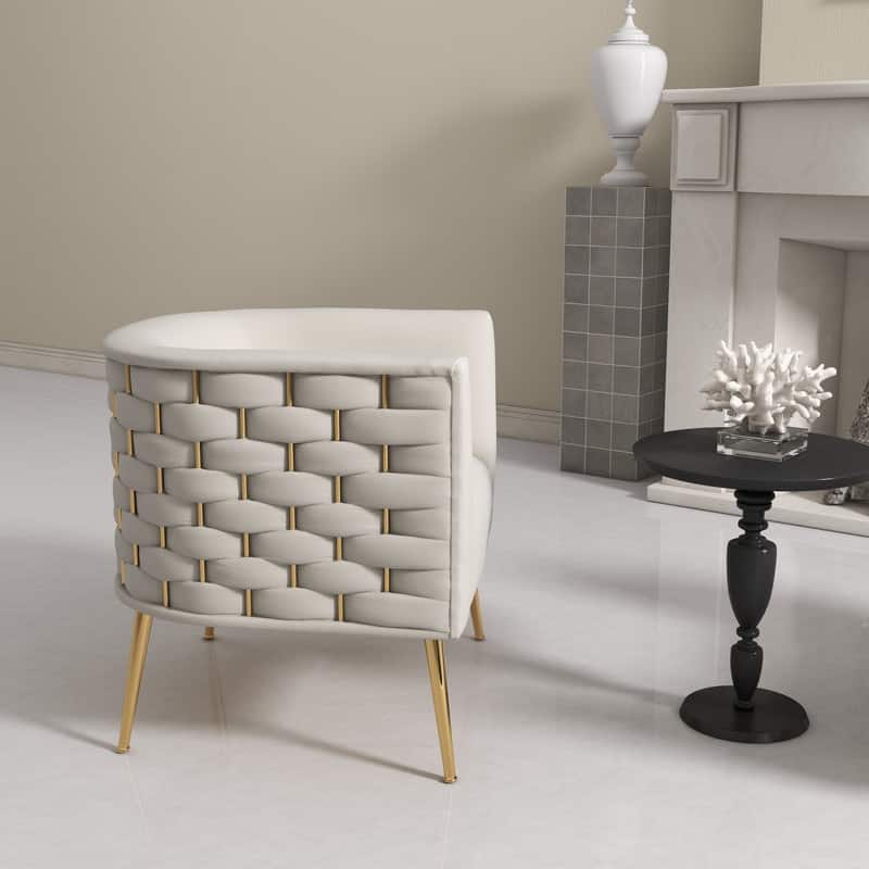 SEYNAR Mid-Century Modern Velvet Round Accent Chair for Living Room