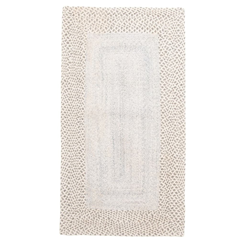ECARPETGALLERY Braid weave Sienna Light Grey Wool Rug - 2'6 x 4'6