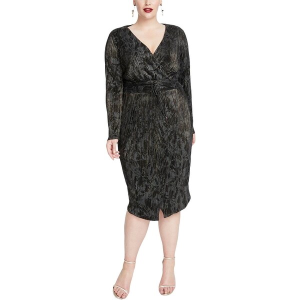 rachel roy metallic wrap dress