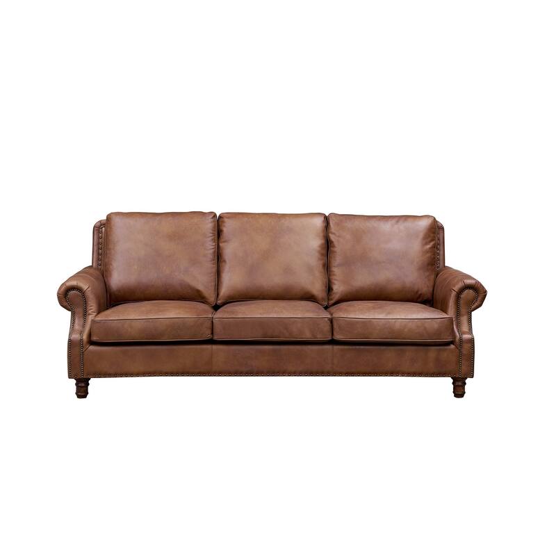 English Rolled Arm Sofa - Leather