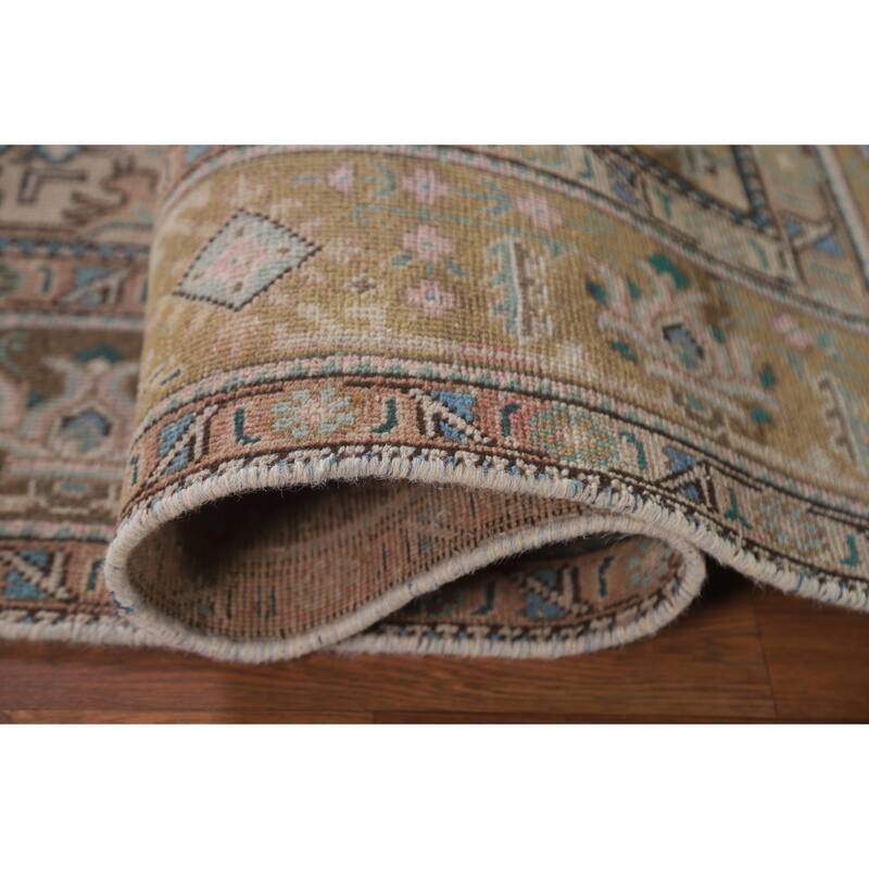 Hand Knotted Oriental 100% Wool Carpet Traditional Medallion Pink Tabriz Area Rug - 9' 8'' X 6' 5''