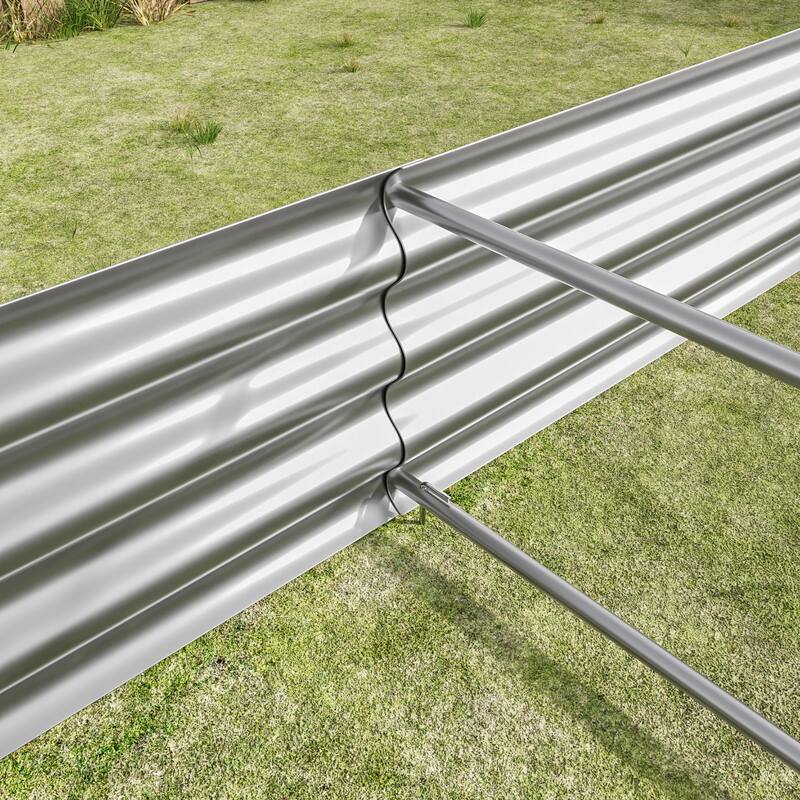 7.6x3.7x0.98ft Metal Raised Garden Bed Kit - for Flowers, Veggies & Herbs (Silver)