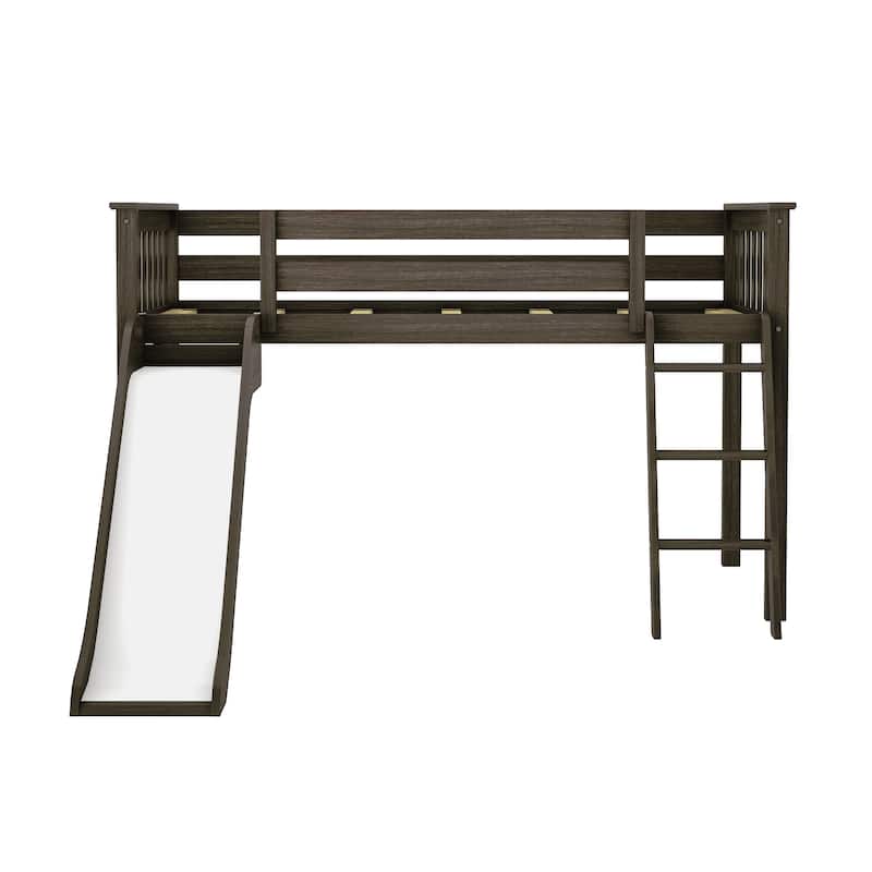 Max and Lily Classic Twin-Size Low Loft with Easy Slide and Curtain