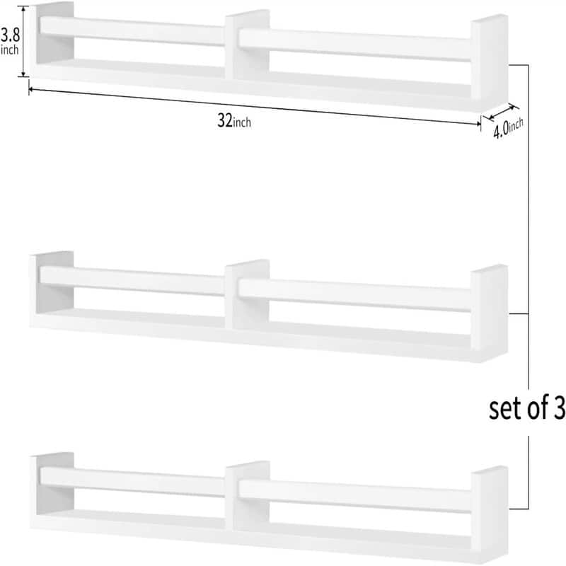Wall Bookshelves for Kids - 4"D x 32"W x 3.8"H