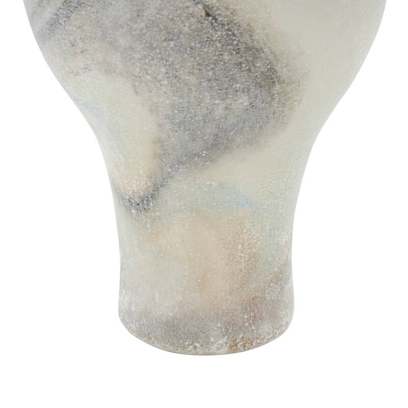 Cream Glass Distressed Decorative Vase with Blue and Tan Texturing