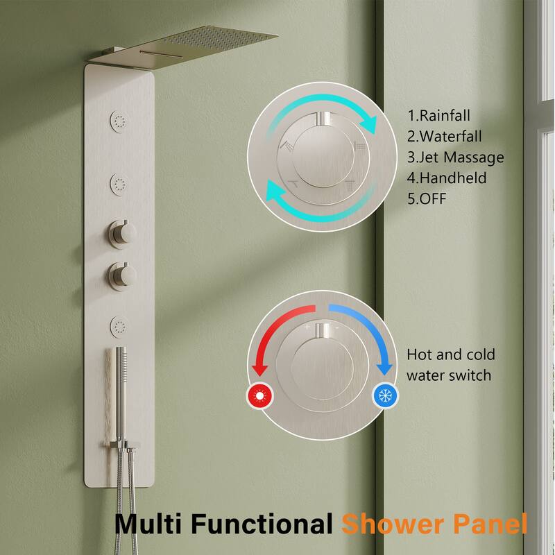 4-Function 39 in. Shower Full Body Shower Panel System with Rainfall Shower head,Body Jets And Hand Shower(Valve Included)