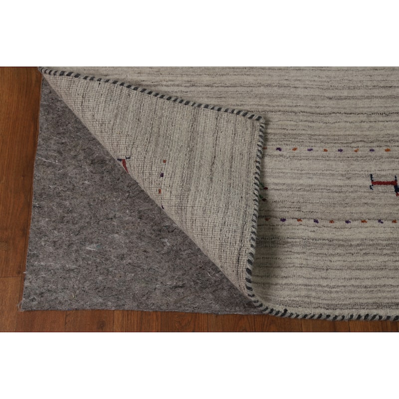 Hand Knotted Oriental 100% Wool Carpet Tribal Animal Pictorial Beige & Ivories Gabbeh Area Rug - 8' 10'' X 6' 1''