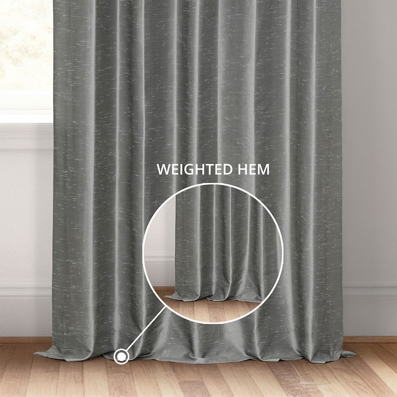 Exclusive Fabric Storm Grey Faux Textured Dupioni Silk Curtains (1 Panel)