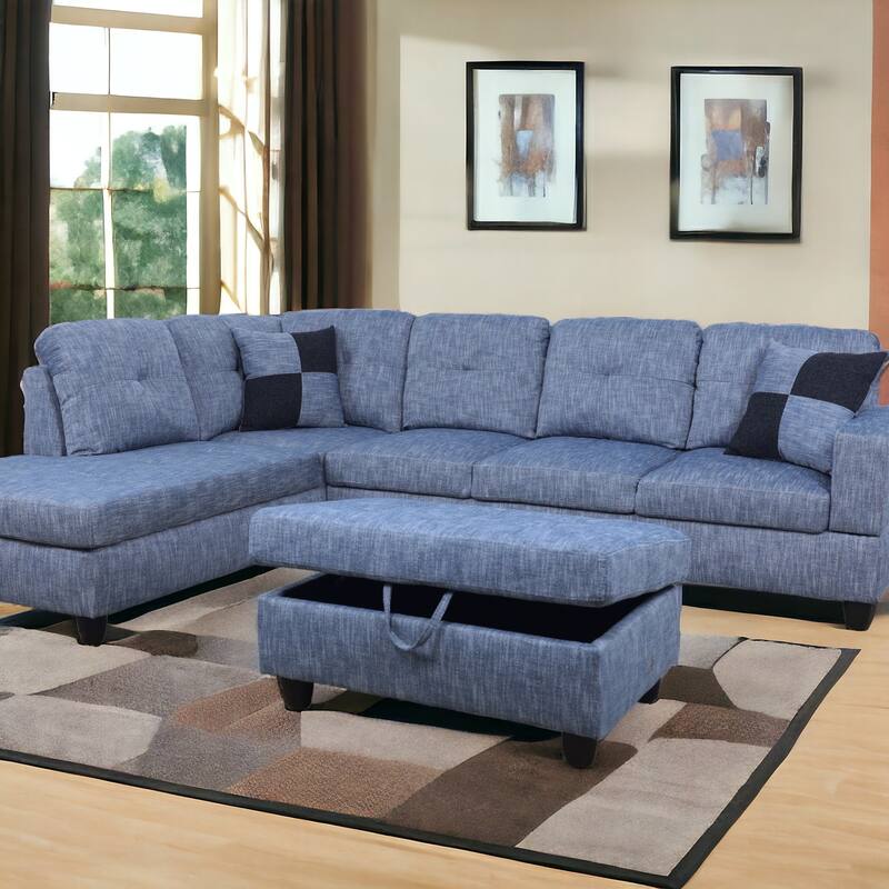 KISRAIS 34" Wide Upholstered Storage Ottoman
