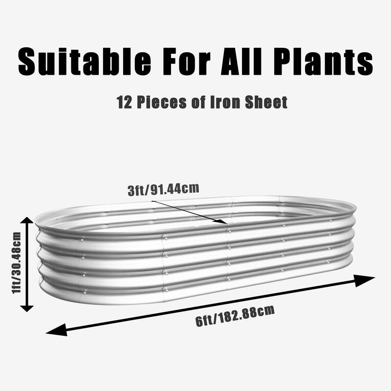 2Pcs 6x3x1ft Raised Garden Bed Kit, Galvanized Planter Raised Garden Beds for Outdoor