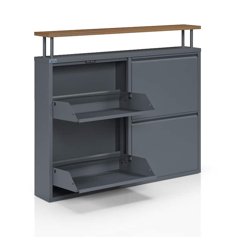 Antibacterial 4 Tier metal shoe cabinet with shelf