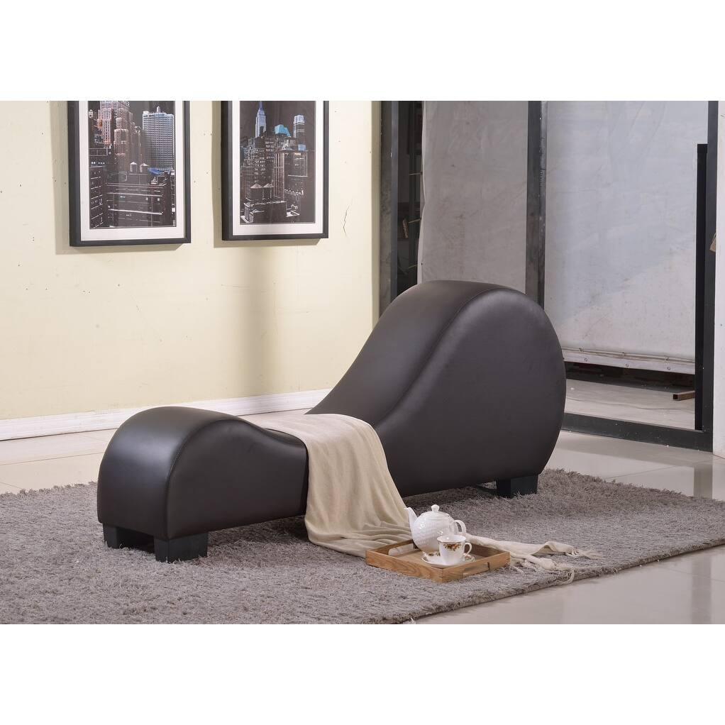 Stretch Chaise Faux Leather Curved Yoga and Lounge Chair