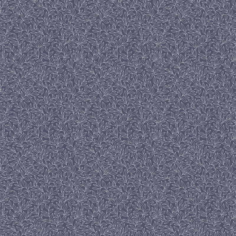 Galerie Wallcoverings Small Prints Stencil Leaf Non-woven Matte Wallpaper Roll - 33-feet long x 21-inches wide - Navy