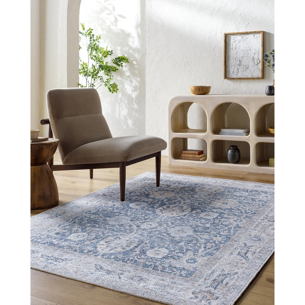 Livabliss Transitional Vinny Medallion Washable Area Rug