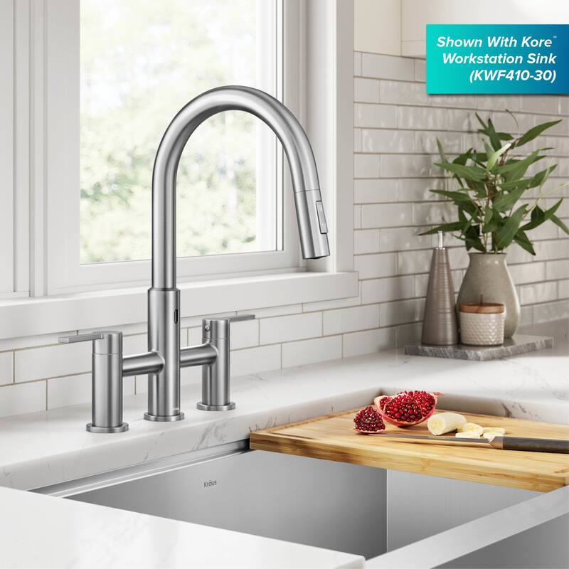 Kraus KSF-3122 Oletto 1.8 GPM Bridge Pull Down Kitchen Faucet