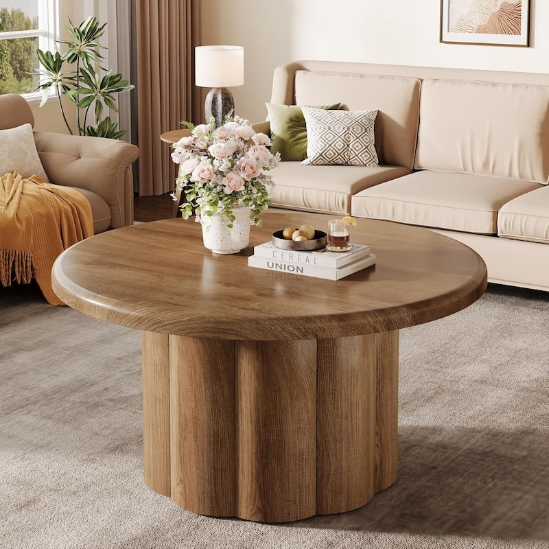 31.5" Round Coffee Table, Modern Circle Center Table for Living Room, Apartment, Small Space - 31.5" L x 31.5" W x 17.72" H
